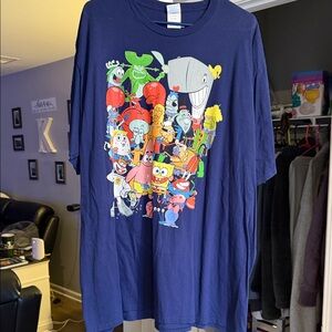 Men’s XXXL Spongebob Sqaurepants Character Navy Blue T-Shirt